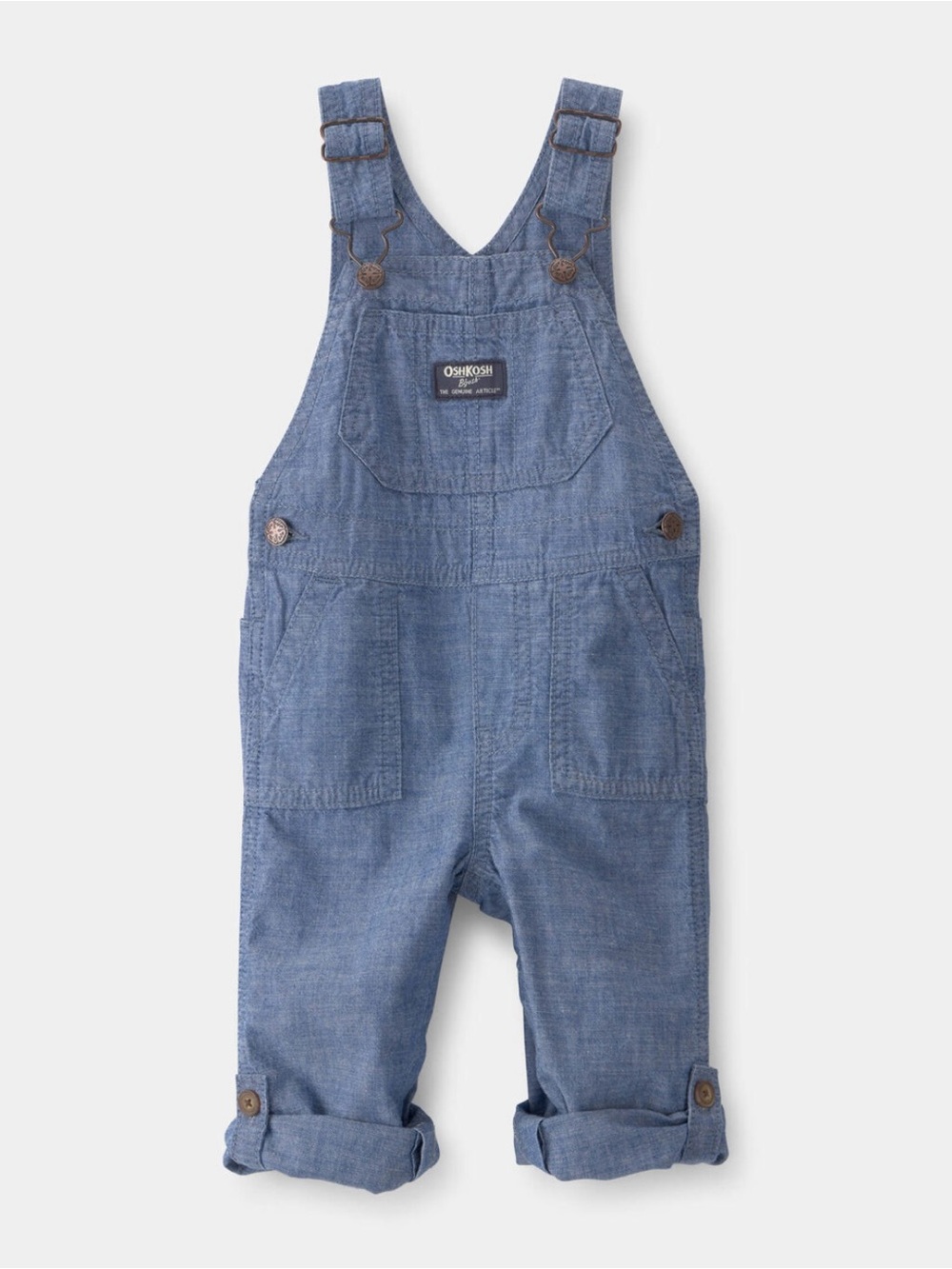 OshKosh B'gosh Baby Boys Chambray Cuffed Overalls 12M